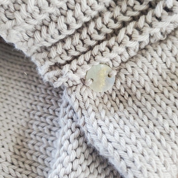 Pure Handknit High Low Pleated Chunky Cardigan Size S Cotton Beige boho gorpcore - Picture 8 of 13